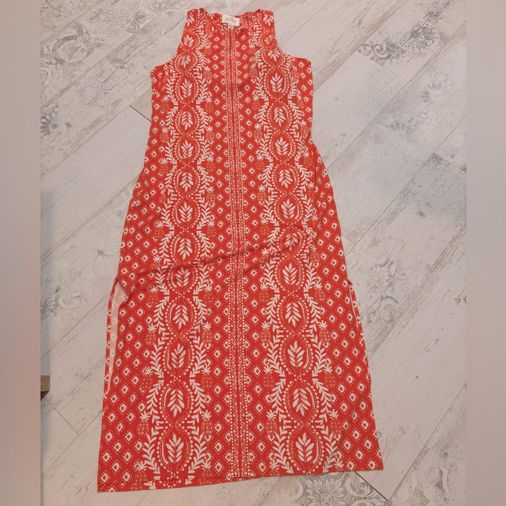 Lilly Pulitzer Orange and White Maxi Dress size XL NEW